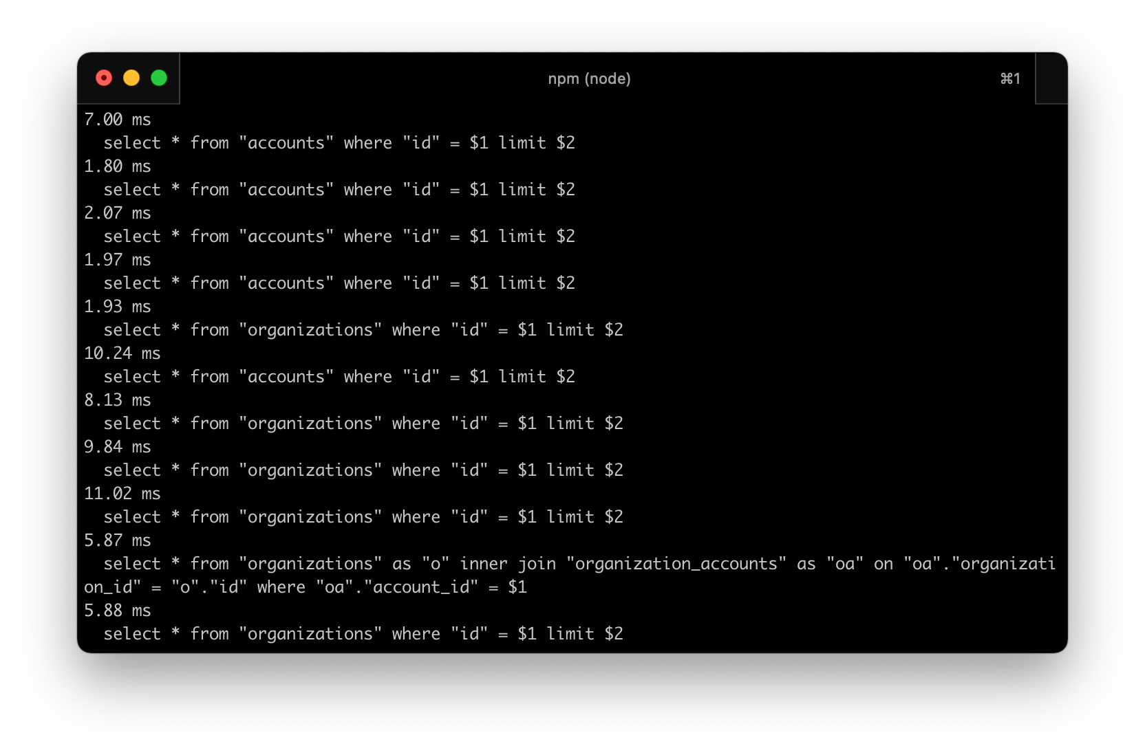 Tracing query screenshot